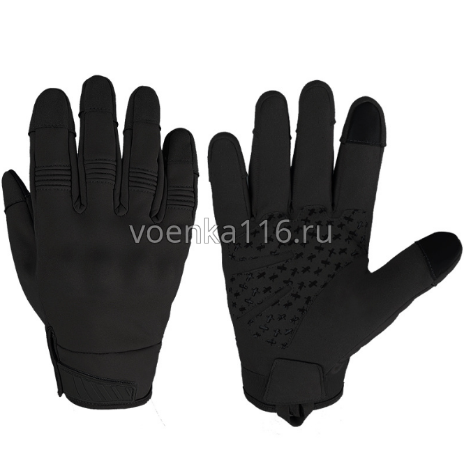 Тактические перчатки чёрные (утеплённые)